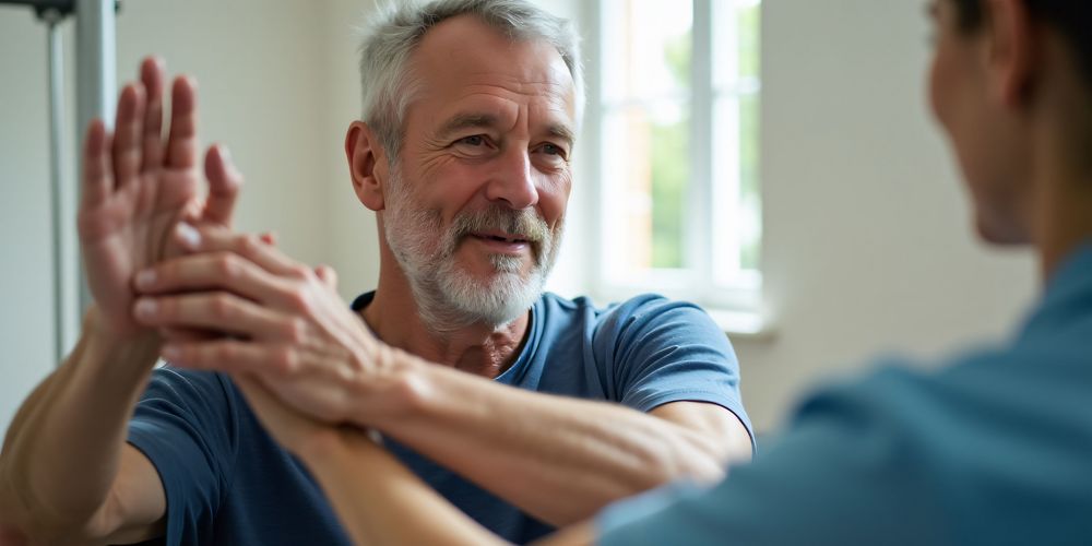 Die Grafik zeigt einen Patienten bei der Diagnose der Myasthenia gravis.