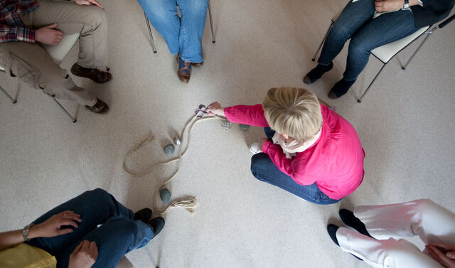 Eine Gesprächsgruppe in der psychiatrischen Institutsambulanz.